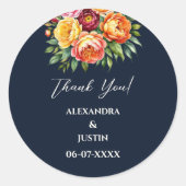 ネイビークリームサマーガーデン結婚フローラサンキュー ラウンドシール (正面)