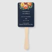 ネイビークリームセレモニーフローラ結婚式 プログラム ハンドファン (正面)