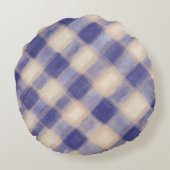 ネイビークリームタータンチェック水牛プレイドウォーター色の素朴な ラウンドクッション (裏面)