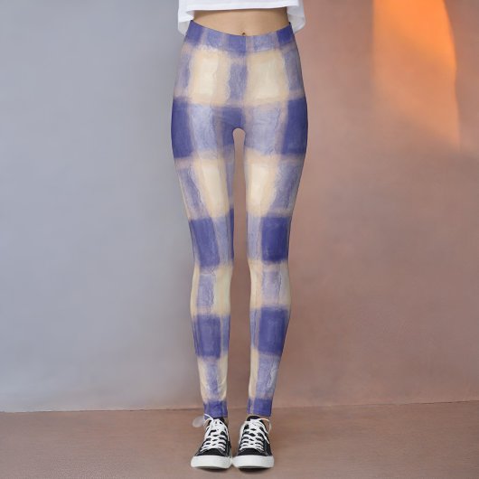 ネイビークリームタータンチェック水牛プレイドウォーター色の素朴な レギンス