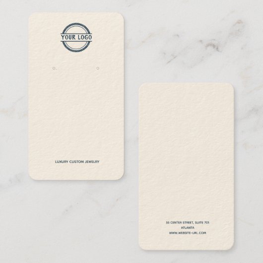 ネイビークリームロゴイヤリングディスプレイ名刺 名刺 (正面/裏面)