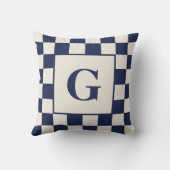 ネイビークリーム付きモノグラ市松模様にム縁ど クッション (裏面)