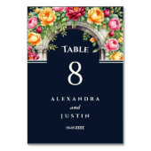 ネイビークリー地中海のムフローラア結婚ーチ テーブルナンバー (正面)