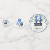 ネイビーグリッターバルーンユーカリ男の赤ちゃんシャワー コンフェッティ (正面)