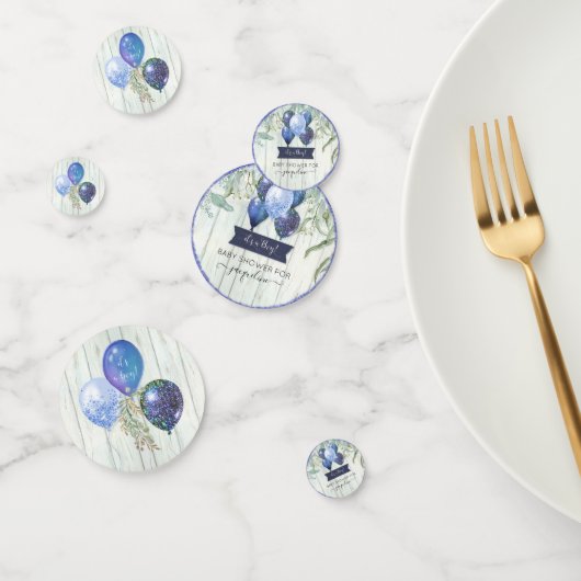 ネイビーグリッターバルーンユーカリ男の赤ちゃんシャワー コンフェッティ (グループ)