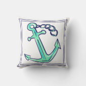 ネイビーグリーンいかり航海のボートコースト クッション (正面)