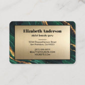 ネイビーグリーンと金ゴールドグリッターマーブルアゲートモダンB 名刺 (裏面)