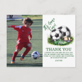 ネイビーグリーンのサッカーボールの水彩写真 ポストカード (正面)