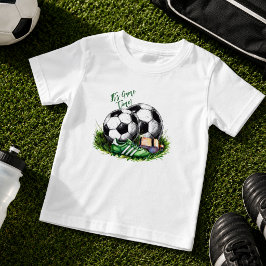 ネイビーグリーンのサッカーボール キッズ 水彩写真 ベビーTシャツ
