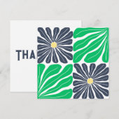 ネイビーグリーンアブストラクトフラワーレイアウトエレガント サンキューカード (正面/裏面)