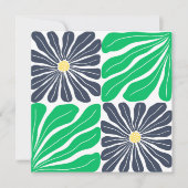 ネイビーグリーンアブストラクトフラワーレイアウトエレガント サンキューカード (正面)
