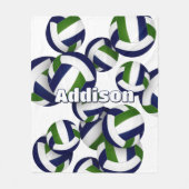 ネイビーグリーンクラブカラーバレーボールルームデカール フリースブランケット (正面)