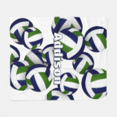 ネイビーグリーンクラブカラーバレーボールルームデカール フリースブランケット (正面(横))