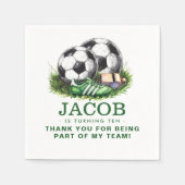 ネイビーグリーンサッカーキッズウォーター色 スタンダードカクテルナプキン (正面)