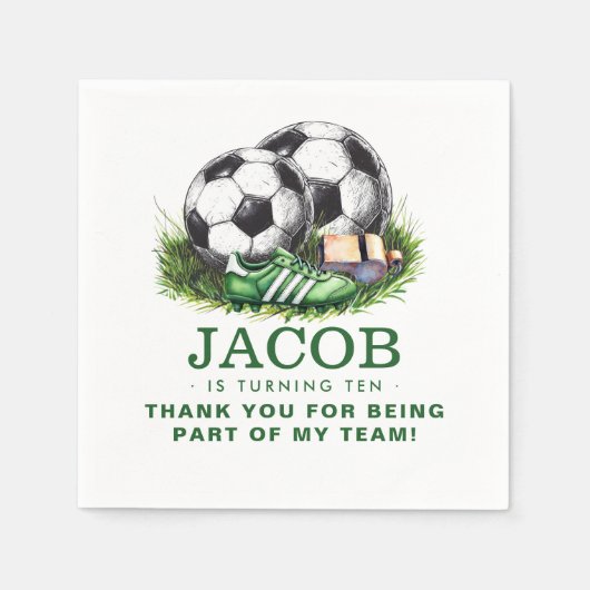 ネイビーグリーンサッカーキッズウォーター色 スタンダードカクテルナプキン (正面)