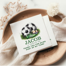 ネイビーグリーンサッカーキッズウォーター色 スタンダードカクテルナプキン