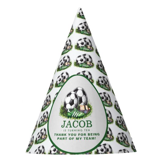 ネイビーグリーンサッカーキッズウォーター色 パーティーハット (正面)