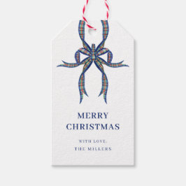ネイビーグリーンタータンチェックリボン クリスマスギフトタグ ギフトタグ