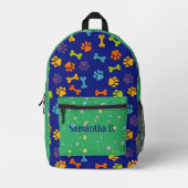 ネイビーグリーンペットポーズカレッジ プリントバックパック (正面)