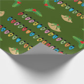 ネイビーグリーンホリデーグリーティング&新年 ラッピングペーパー (角)