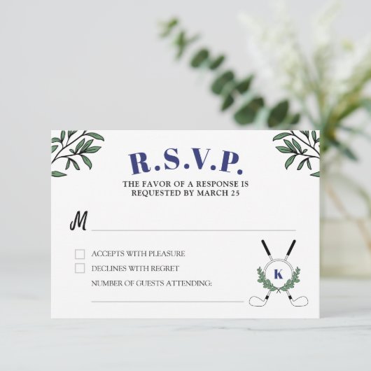 ネイビーグリーンリーゴルフをテーマにした定年パーティー 出欠カード (スタンド正面)