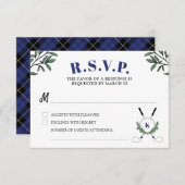 ネイビーグリーンリーゴルフをテーマにした定年パーティー 出欠カード (正面/裏面)