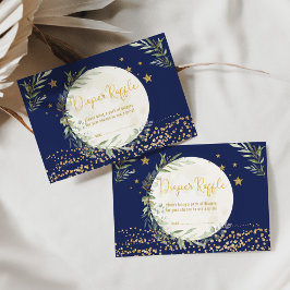 ネイビーグリーンリー金ゴールドムーン&スターズオムツラッフル エンクロージャーカード