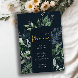 ネイビーグリーン金ゴールドの緑のフレーム私はカードを移動した サンキューカード