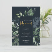 ネイビーグリーン金ゴールドグリーンフレーム我々はカードを移動した サンキューカード (スタンド正面)