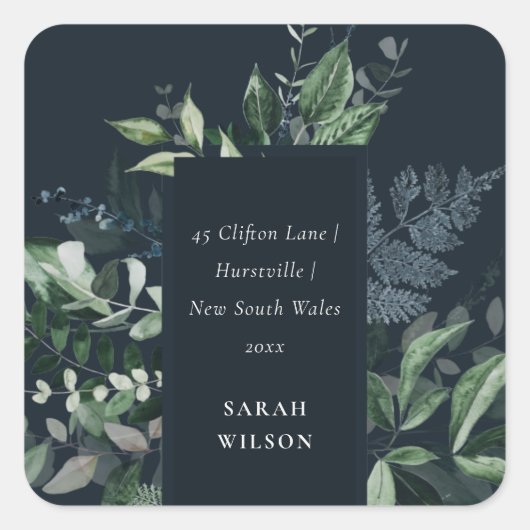 ネイビーグリーン金ゴールドグリーン私はアドレスを移動した スクエアシール (正面)