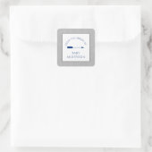 ネイビーグレイの部族矢印ベビーシャワー蔵書票、 スクエアシール (バッグ)