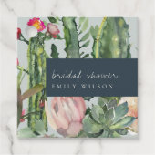 ネイビーグレイフローラデザートカッティ動物相ブライダルシャワー フェイバータグ (正面)