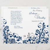 ネイビーグレイホワイト抽象芸術フローラ結婚式 (正面/裏面)