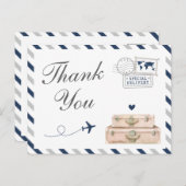 ネイビーグレイ旅行飛行機男の赤ちゃんブライダルシャワー ポストカード (正面/裏面)