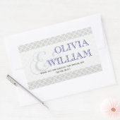 ネイビーグレーモロッコタイルアンパサンド結婚式の引き出物 長方形シール (封筒)