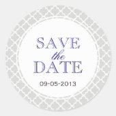 ネイビーグレーモロッコタイルDATEのシ結婚ールを保存 ラウンドシール (正面)