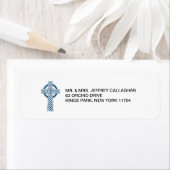 ネイビーケルト十字と差出人住所 ラベル (インサイチュ)