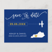 ネイビーケンタッキー結婚式の日付マップのポストカードを保存 ポストカード (正面)