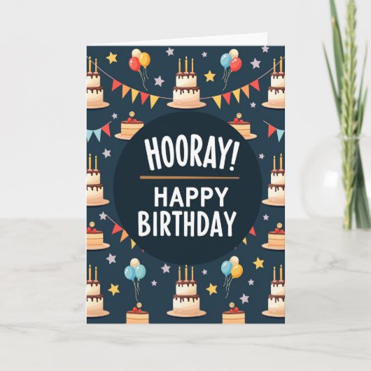 ネイビーケーキ 誕生日カード カード (正面)
