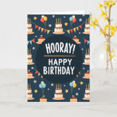 ネイビーケーキ 誕生日カード カード (黄色い花)