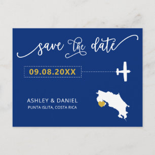 ネイビーコスタリカ結婚式Save the Date Mapはがき ポストカード