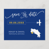 ネイビーコスタリカ結婚式Save the Date Mapはがき ポストカード (正面)