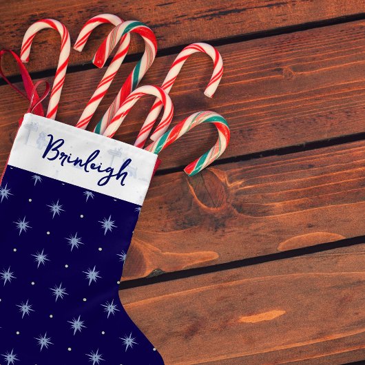 ネイビーコテージコアトイルカスタムストッキング スモールクリスマスストッキング