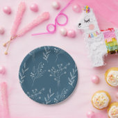 ネイビーコーナーフローラボホ結婚ズ ペーパープレート (パーティー)