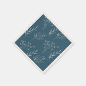 ネイビーコーナー フローラル ボヘミア ウェディング スタンダードカクテルナプキン (角)
