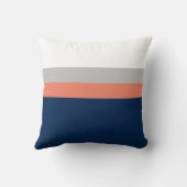 ネイビーコーラルカラーブロックストライプ クッション (裏面)