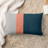 ネイビーコーラルグレーカラーブロック ランバークッション (ブランケット)