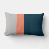 ネイビーコーラルグレーカラーブロック ランバークッション (正面)