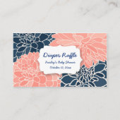 ネイビーコーラルダリアスおむつラッフルチケット- 2つの側面 エンクロージャーカード (裏面)