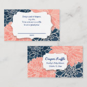 ネイビーコーラルダリアスおむつラッフルチケット- 2つの側面 エンクロージャーカード (正面/裏面)
